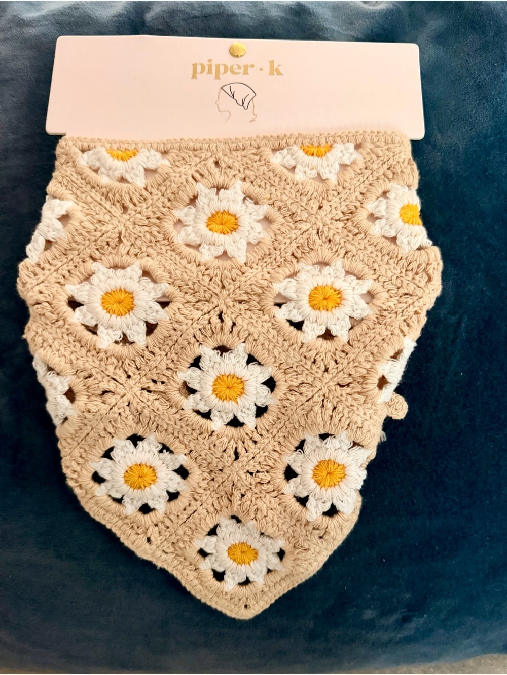 piper•k Crochet Daisy New Bandana — Beige, White & Yellow